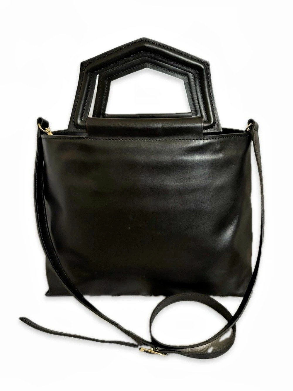 Anna Paola Black Leather Shoulder Bag Like New - Made in Italy